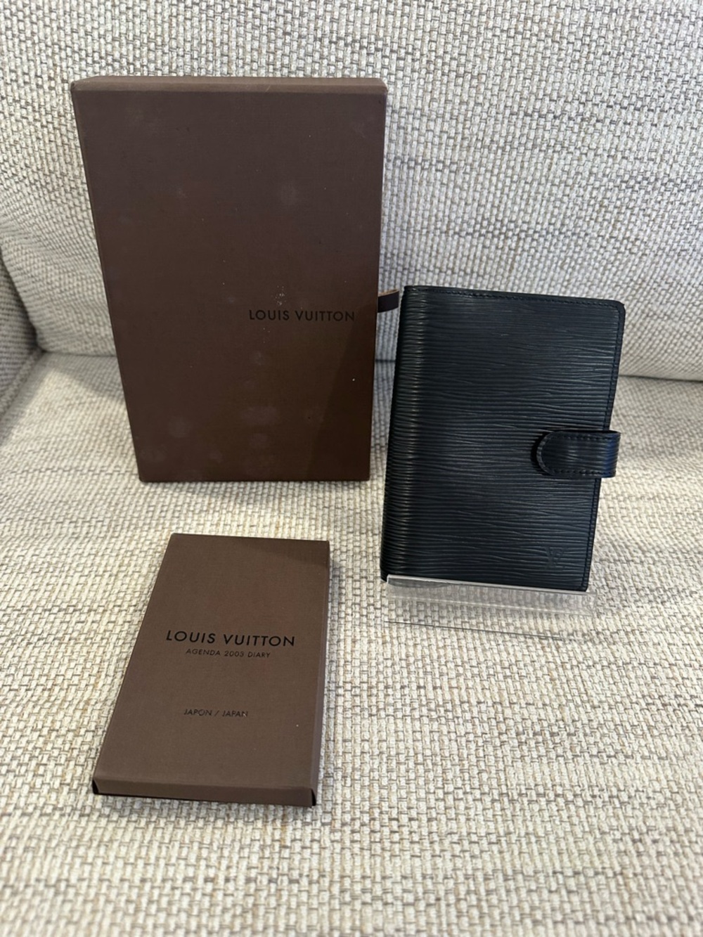 Louis Vuitton Black Epi Leather Agenda Cover with Snap Closure PM